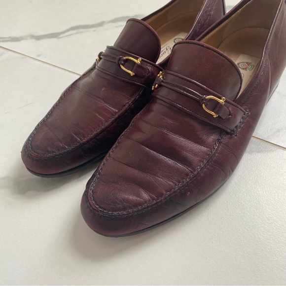 Vintage 1980s 80s Gucci Horsebit Loafers Size 40 Made in Italy Dark Red Burgundy - Picture 9 of 11